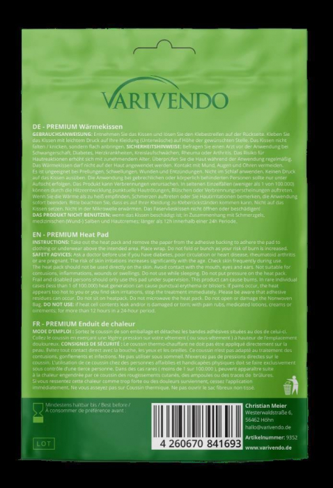 Plasturi termici premium, adezivi pentru corp, Varivendo, 13x9,5 cm , 2 buc [2]