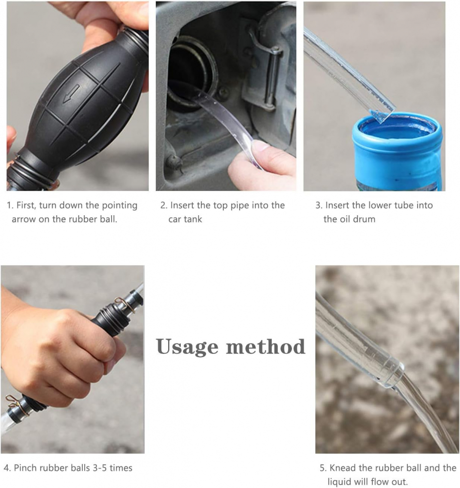Pompa manuala pentru transfer lichide, Set Complet cu 2 Furtunuri 2 m lungime si 2 Cleme Metalice [9]