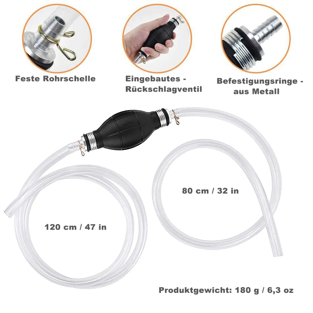 Pompa manuala pentru transfer lichide, Set Complet cu 2 Furtunuri 2 m lungime si 2 Cleme Metalice [4]