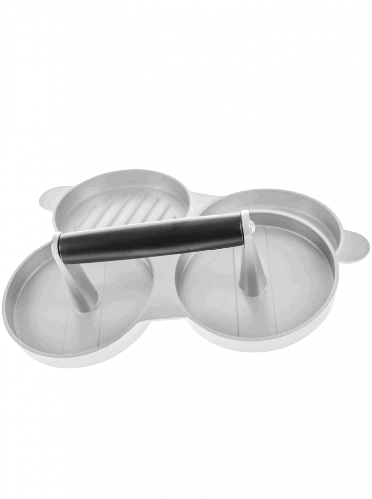 Presă dublă pentru hamburgeri din aluminiu cu maner din lemn, 27.9x12x7.9 cm [5]