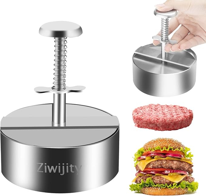 Presă pentru Burgeri Reglabilă din Oțel Inoxidabil cu 50 Foi de Hârtie Cerată, Ziwijity [2]