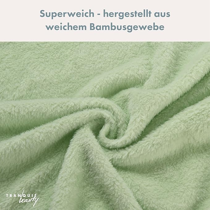 Prosop cu Glugă din Bambus TranquilBeauty, Moale, Absorbant și Prietenos cu Pielea Bebelușilor, Design Broscuță, Verde [5]