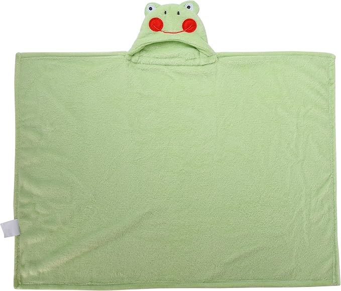 Prosop cu Glugă din Bambus TranquilBeauty, Moale, Absorbant și Prietenos cu Pielea Bebelușilor, Design Broscuță, Verde [2]