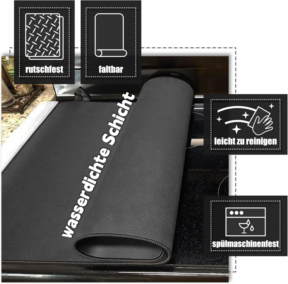 Protecție Multifuncțională pentru Aragaz, Husă Pliabilă din Cauciuc si 2 benzi de protecție din silicon Rezistentă la Căldură 73 x 52 cm, MAGIIN, LJ1D [4]