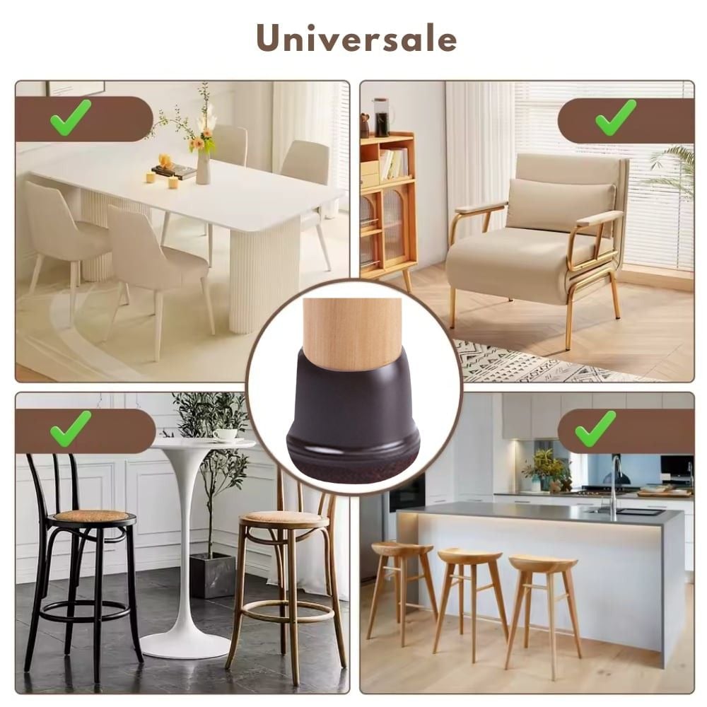 Set 8 protectii din silicon pentru picioare scaun 26-32 mm, cu pasla, anti zgomot si anti zgarieturi, ideale pentru parchet si gresie. [4]