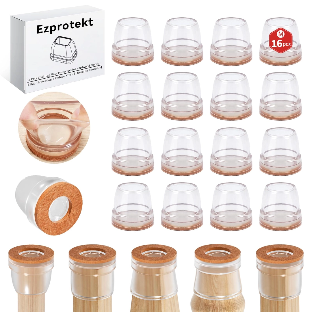 Set protectii picioare scaun Ø21-25 mm cu pasla, transparente, pentru parchet [1]