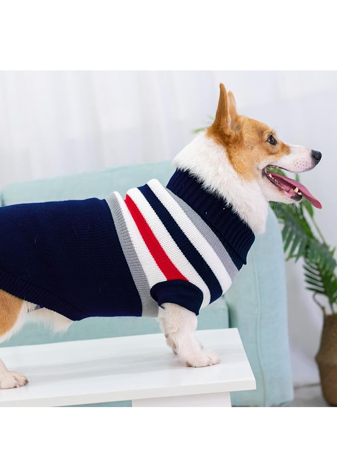 Pulover tricotat cu dungi, pentru catelusi, marimea S, YAODHAOD - XIPH [3]