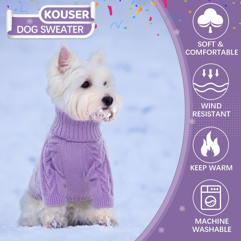 Pulover tricotat pentru animale de companie, Kuoser, violet [5]