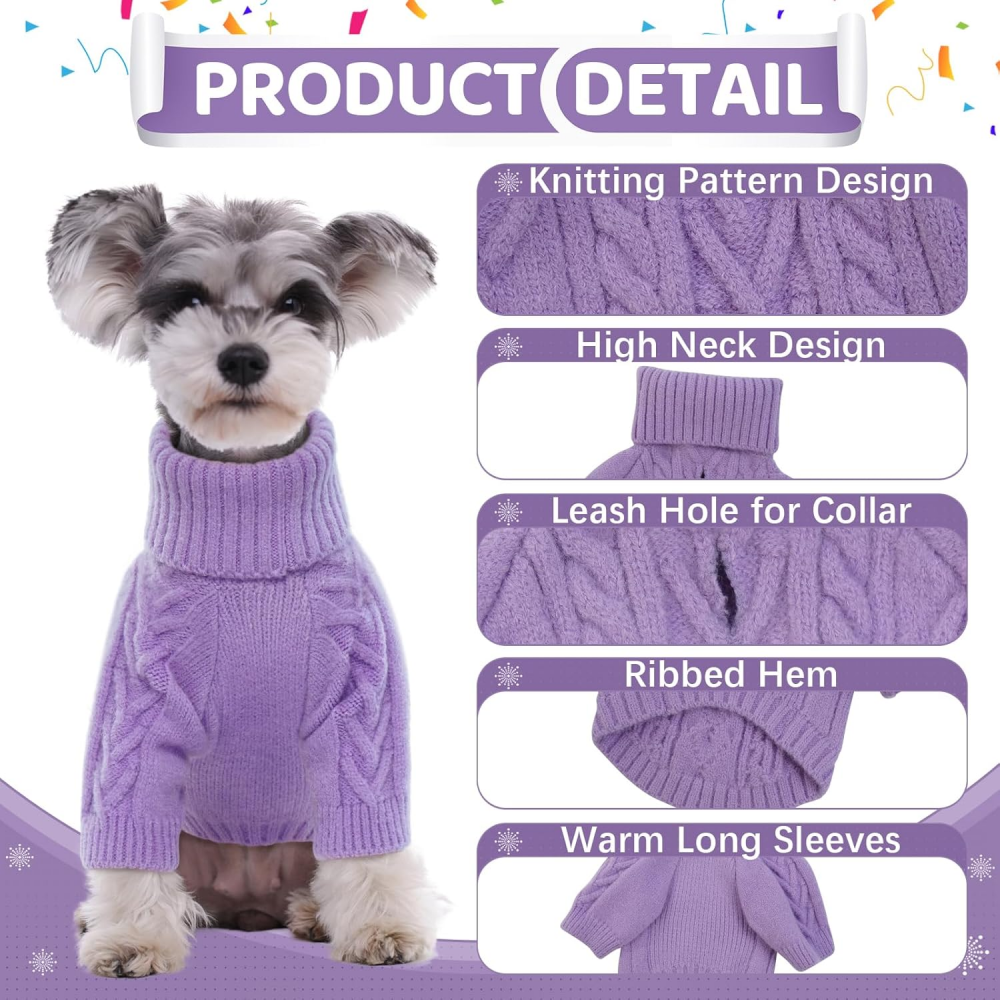 Pulover tricotat pentru animale de companie, Kuoser, violet [4]