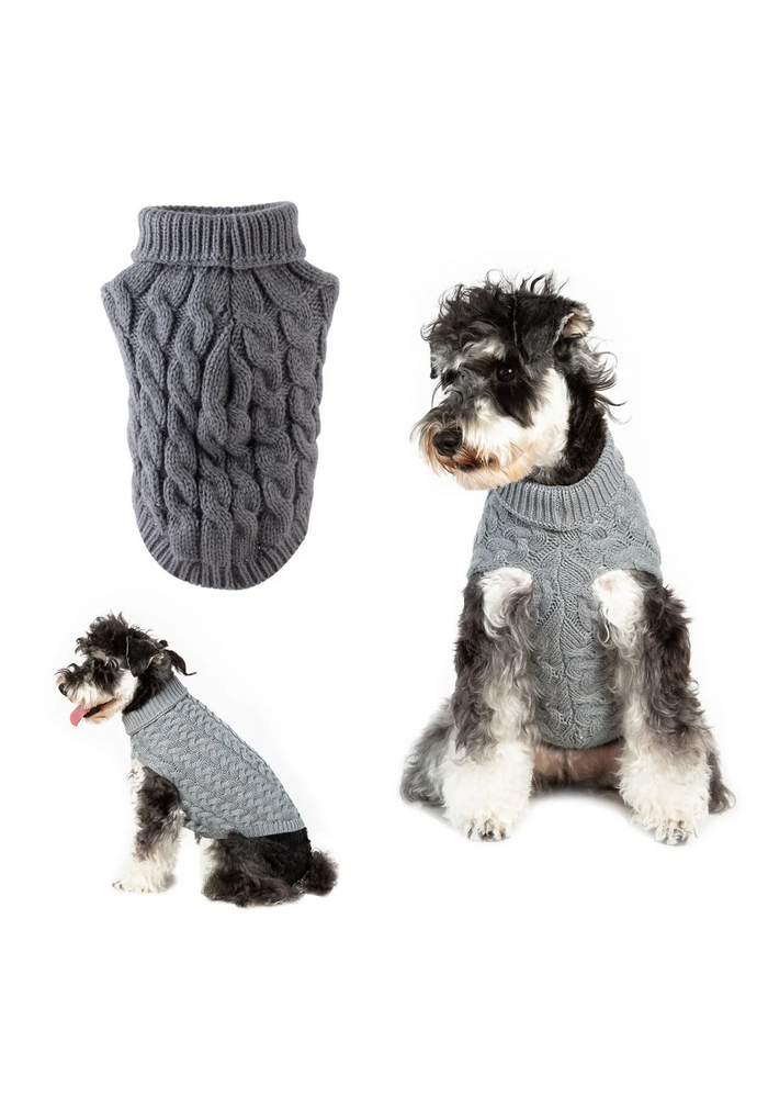 Pulover tricotat pentru catelusi, culoare gri, marimea L - BTO3 [1]