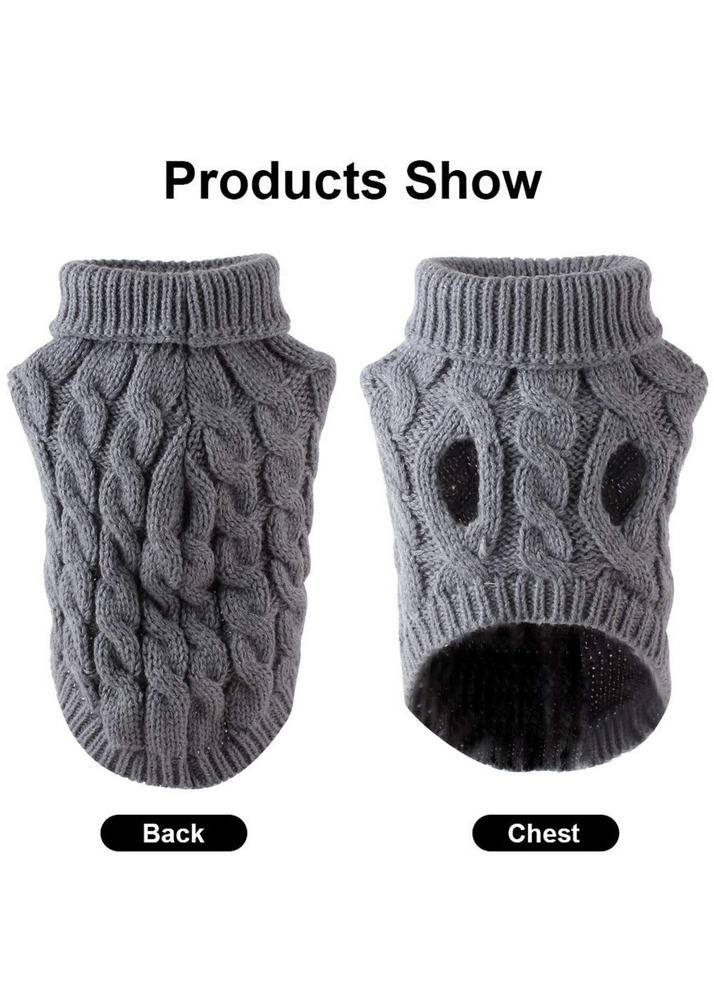 Pulover tricotat pentru catelusi, culoare gri, marimea L - BTO3 [3]