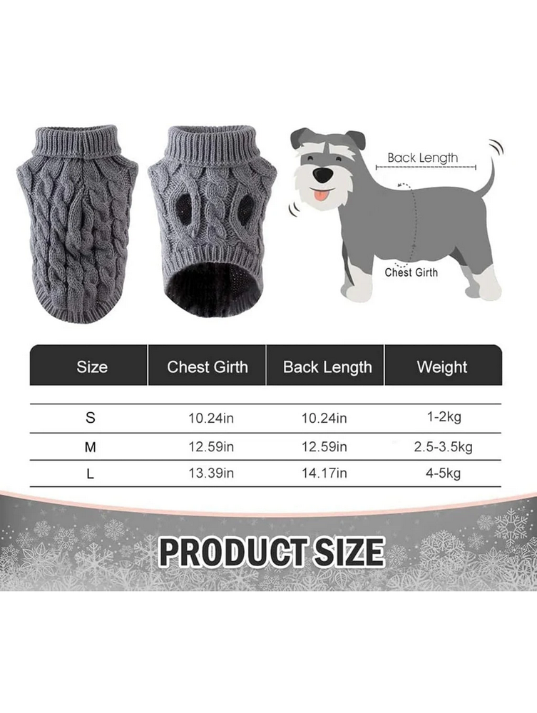 Pulover tricotat pentru catelusi, culoare gri, marimea L - BTO3 [4]