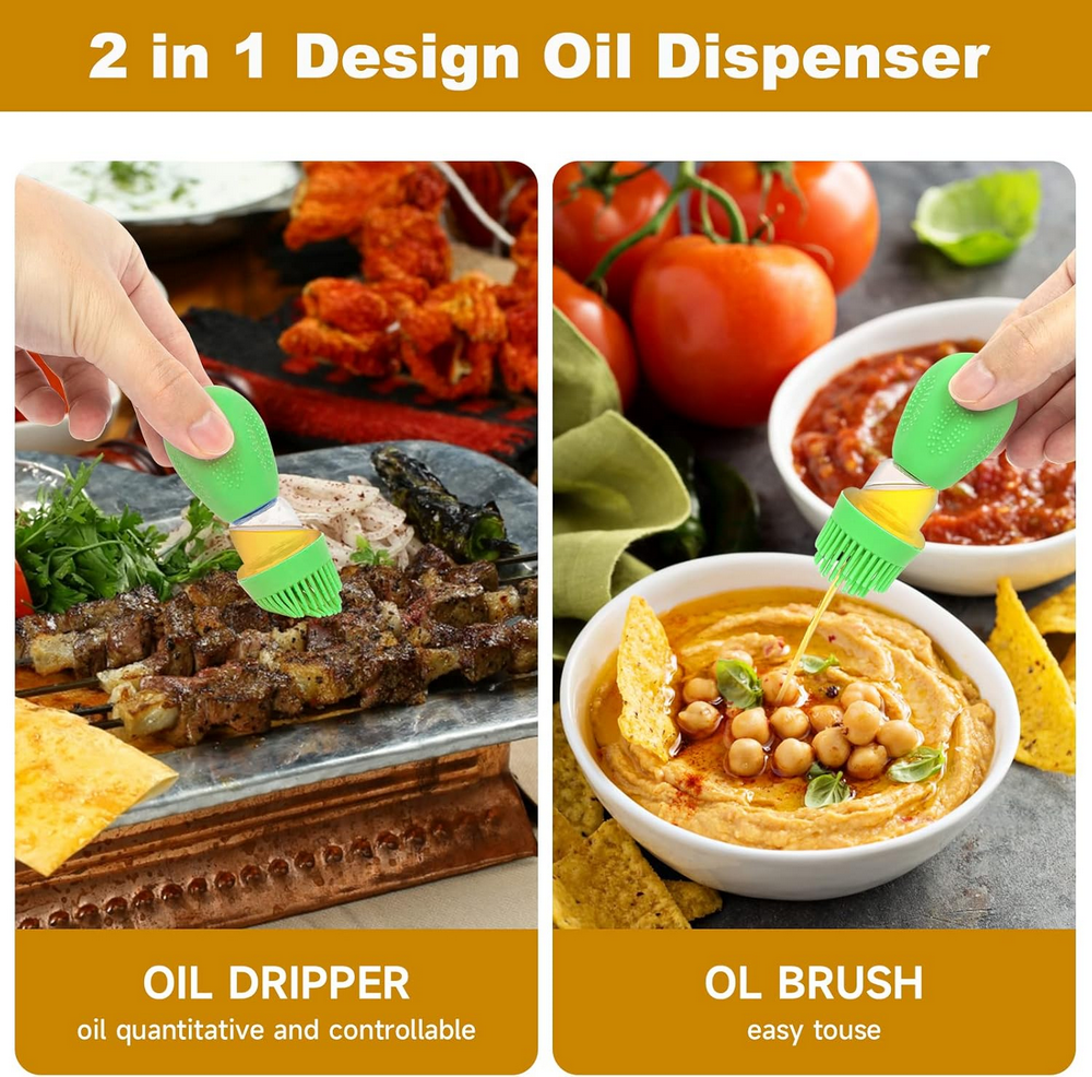 Pulverizator de ulei 200 ml cu pensula din silicon, sticla pentru gatit, perie pentru patiserie si palnie, ideal pentru friteuza cu aer, gratar, salate si copt [3]