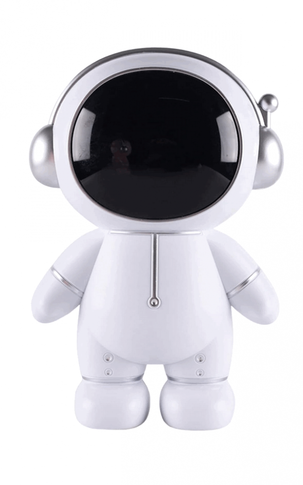 Pusculita pentru copii, model astronaut, capac detasabil, decoratiune depozitare bani, 25x17cm, plastic, alb/gri [1]