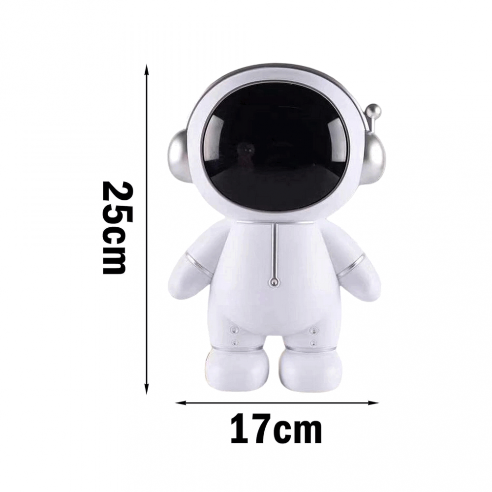 Pusculita pentru copii, model astronaut, capac detasabil, decoratiune depozitare bani, 25x17cm, plastic, alb/gri [5]