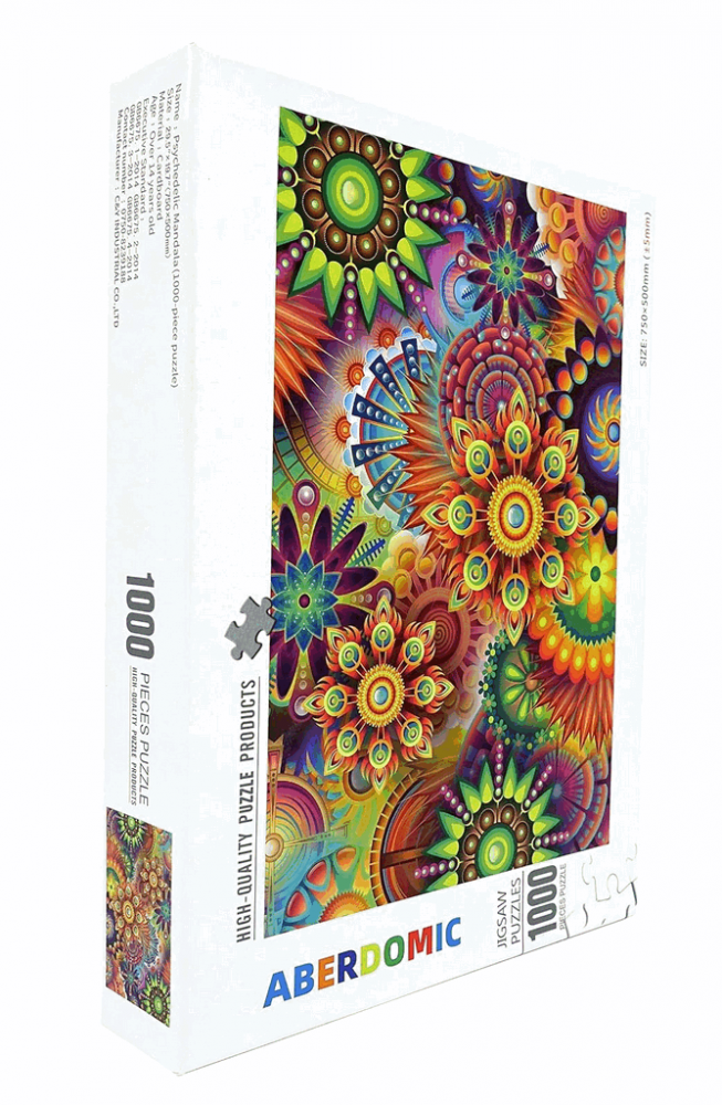 Puzzle 1000 de Piese, Flori Mandala, ABERDOMIC, 75 x 50 cm, Varsta 14+ [6]