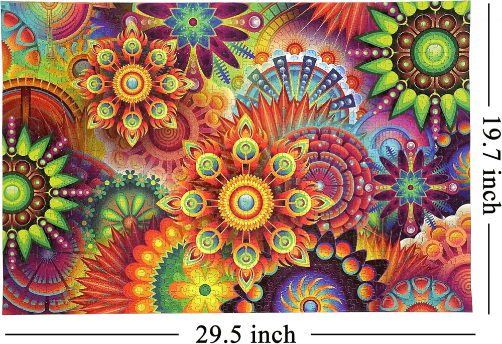 Puzzle 1000 de Piese, Flori Mandala, ABERDOMIC, 75 x 50 cm, Varsta 14+ [2]