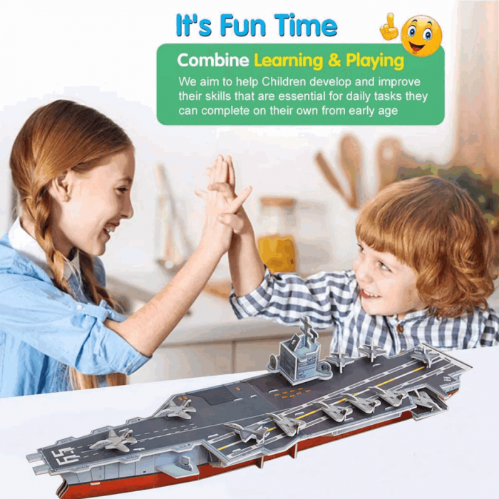 Puzzle 3D navă de război portavion de 55x15x13cm, uss enterprise , 51 de piese [3]