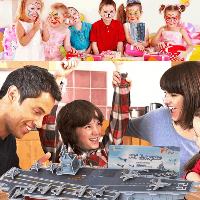 Puzzle 3D navă de război portavion de 55x15x13cm, uss enterprise , 51 de piese [4]