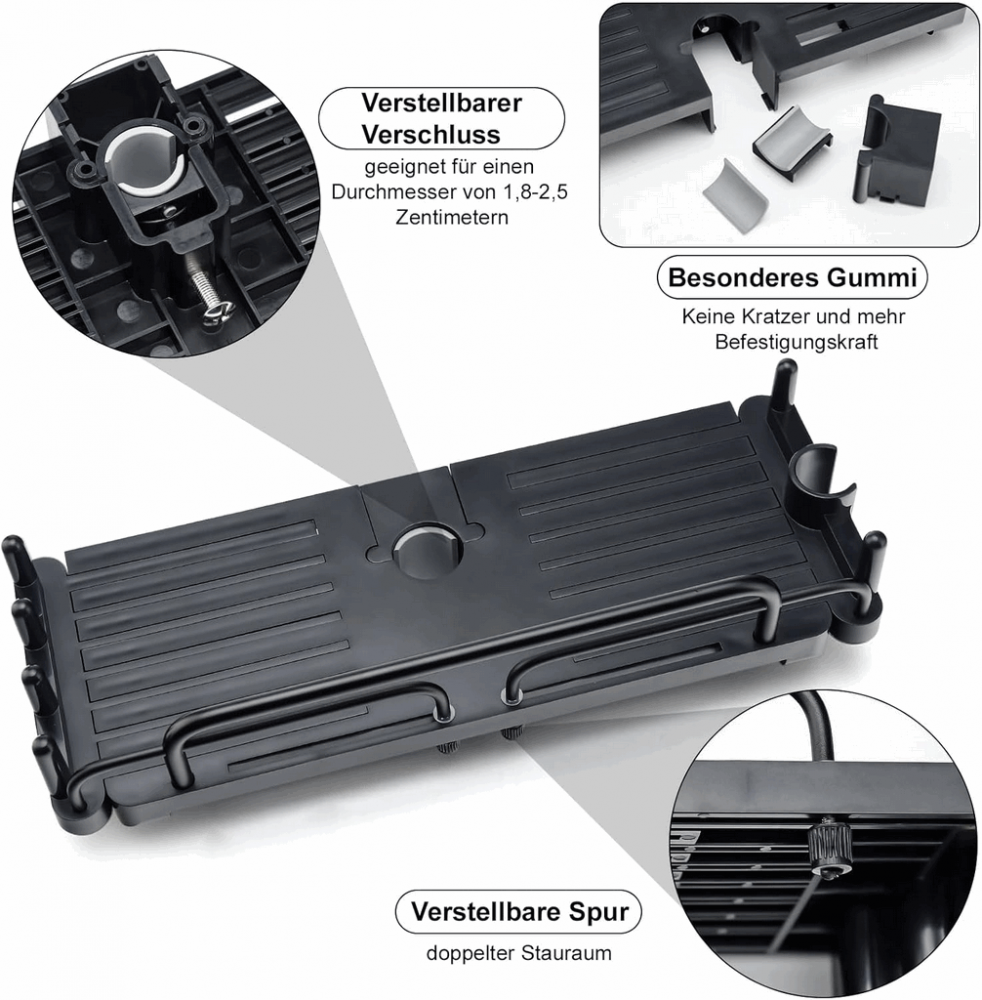 Raft extensibil pentru dus CuieTuee, plastic, negru, 12 x 32-48 cm, QOVZ [7]