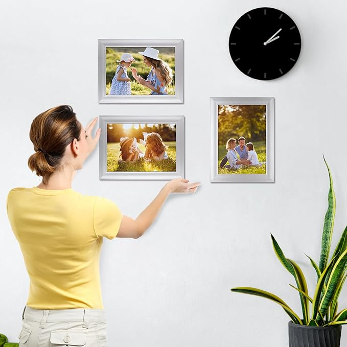 Rama Foto Giftgarden 13x18 cm cu Plexiglas pentru Poze 18x13 cm, Expunere pe Perete sau Masă, Argintiu [2]
