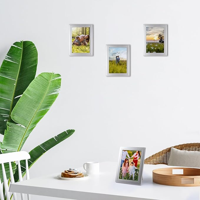 Rama Foto Giftgarden 13x18 cm cu Plexiglas pentru Poze 18x13 cm, Expunere pe Perete sau Masă, Argintiu [5]