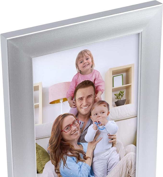 Rama Foto Giftgarden 13x18 cm cu Plexiglas pentru Poze 18x13 cm, Expunere pe Perete sau Masă, Argintiu [6]