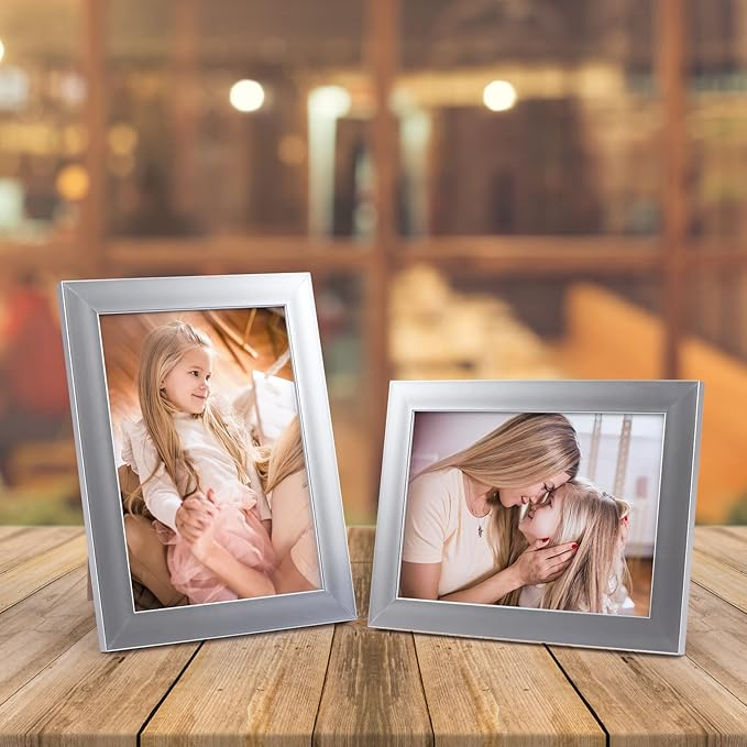 Rama Foto Giftgarden 13x18 cm cu Plexiglas pentru Poze 18x13 cm, Expunere pe Perete sau Masă, Argintiu [3]