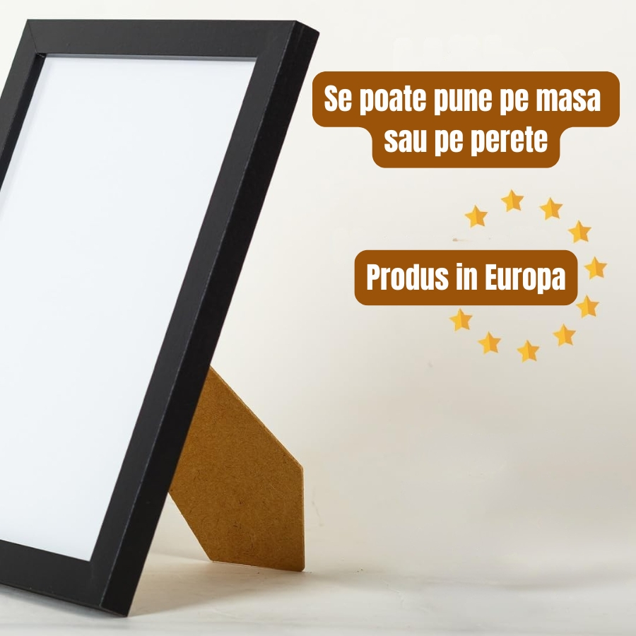 Rama Foto Neagra din MDF 15x20 cm cu Sticla Acrilica Antispargere, pentru Perete sau Masa [3]