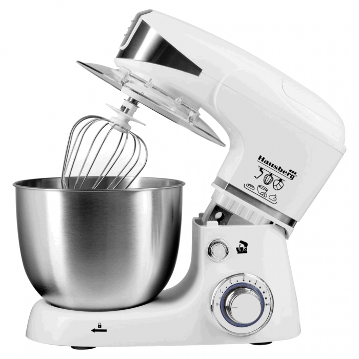 Robot de bucatarie multifunctional Hausberg HB-7605AB,1000W, Mixer, Blender, Tocat carne, Bol 5l, Alb [6]
