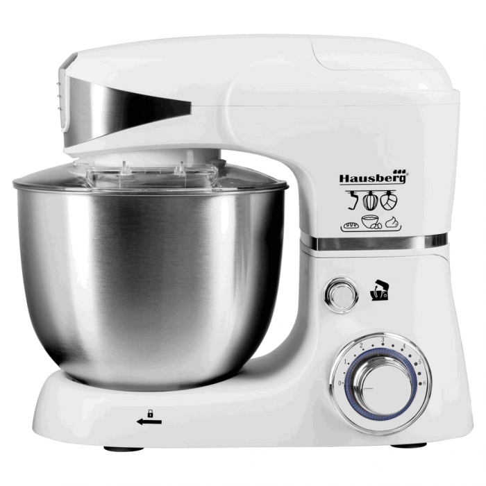 Robot de bucatarie multifunctional Hausberg HB-7605AB,1000W, Mixer, Blender, Tocat carne, Bol 5l, Alb [7]