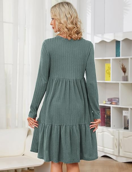 Rochie de Maternitate pentru Femei din Tricot Rib Knit, cu Decolteu Rotund, MAVIS LAVEN [5]