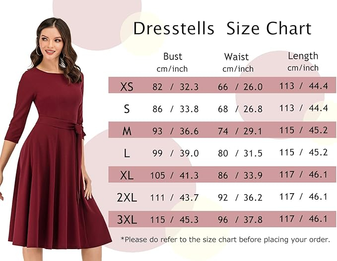 Rochie Elegantă Dresstells pentru Femei – Stil Vintage, Croială A-Line, Mâneci 3/4, Rochie de Ocazie pentru Nuntă sau Evenimente Speciale – Culoare Blush, Mărimea L (Bust 99 cm / Talie 80 cm) [6]