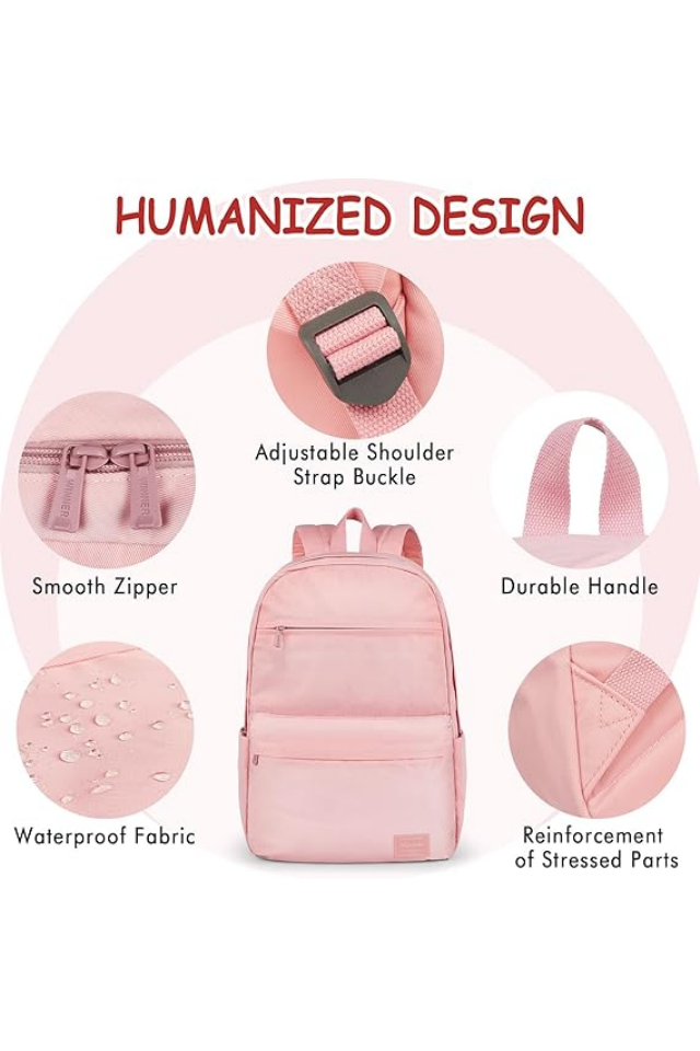 Rucsac Unisex pentru laptop, Rezistent la Apă, 15.6 Inch, Roz HAMUNI - CAEJ [2]
