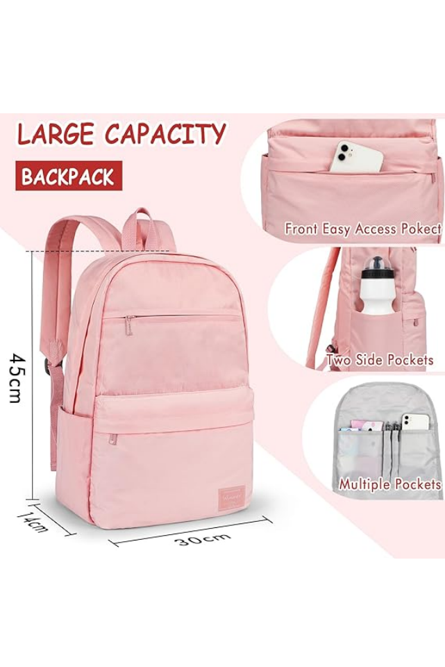 Rucsac Unisex pentru laptop, Rezistent la Apă, 15.6 Inch, Roz HAMUNI - CAEJ [3]