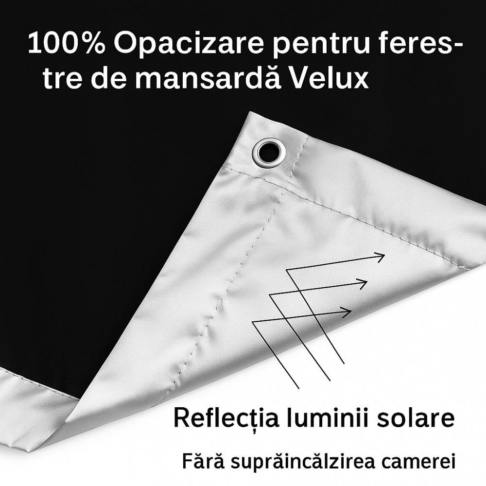 Rulou de Umbrare pentru Fereastră de Mansardă – 100% Întunecare, Protecție Termică și UV, Instalare Fără Găurire – Potrivit pentru Ferestre Velux și Roto (96 x 100 cm) [2]