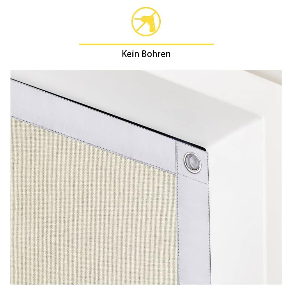 Rulou Opacizant 100% Blackout cu Ventuze, Fara Gauri, EUROHOME, Protectie Solara pentru Ferestre de Mansarda, BEJ, Compatibil Velux Roto11/14, 116 x 120 cm [2]