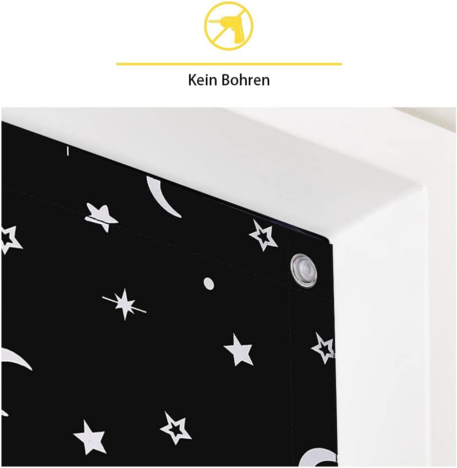 Rulou Opacizant 100% Blackout cu Ventuze, Fara Gauri, EUROHOME, Protectie Solara pentru Ferestre de Mansarda, Model Luna si Stele, Compatibil Velux Roto11/14 [2]
