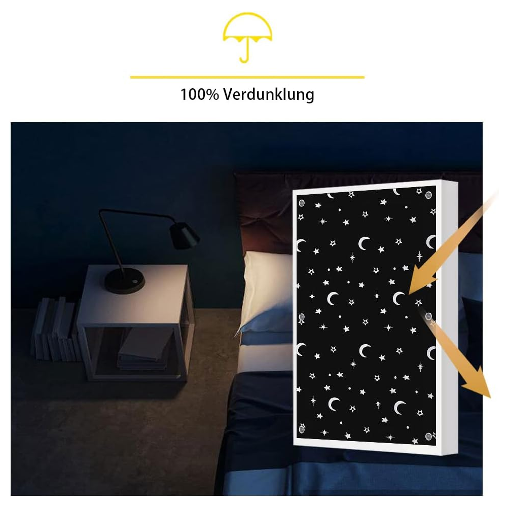 Rulou Opacizant 100% Blackout cu Ventuze, Fara Gauri, EUROHOME, Protectie Solara pentru Ferestre de Mansarda, Model Luna si Stele, Compatibil Velux Roto11/14 [4]