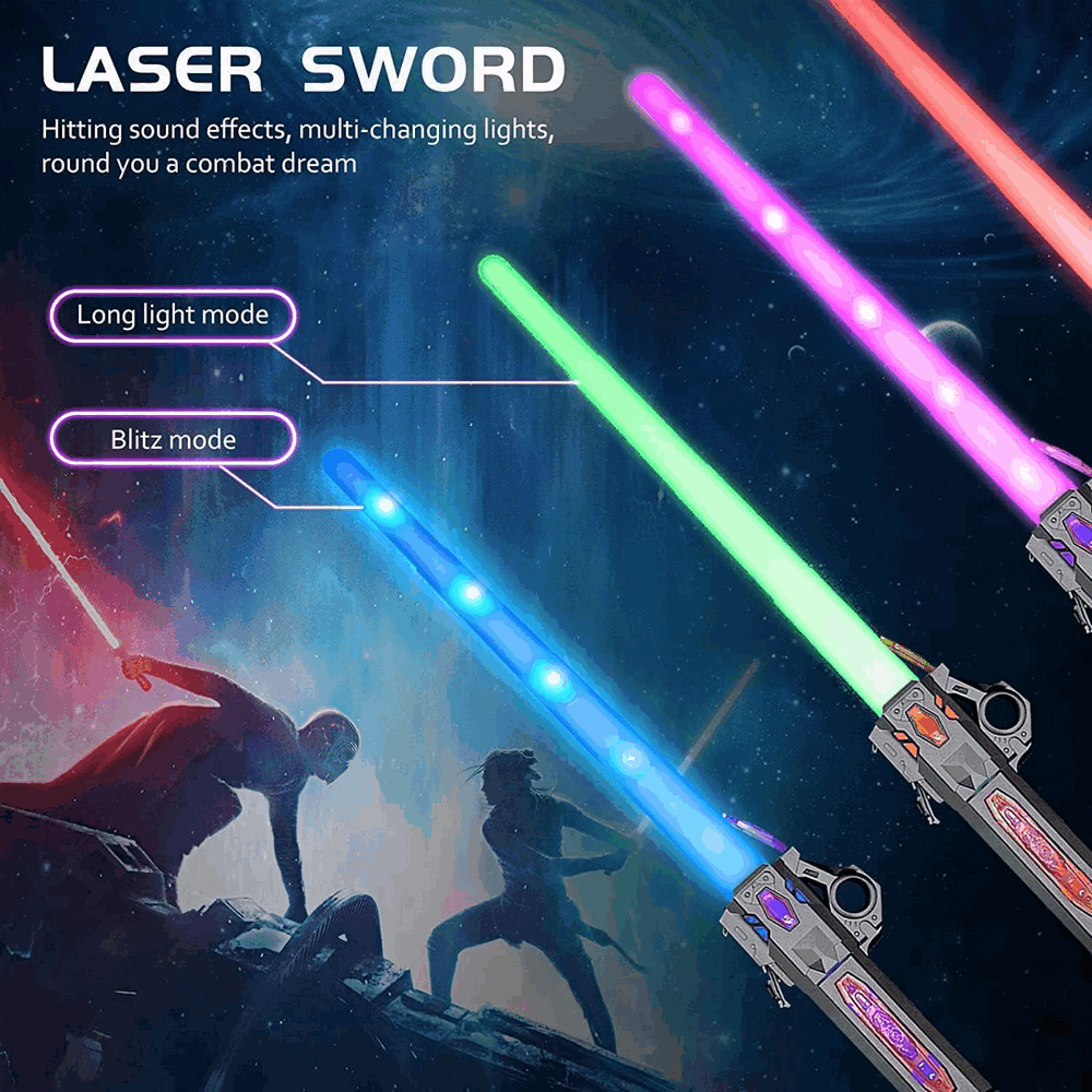Sabie laser de jucarie Star Wars, 7 schimbari de culoare, cu efecte sonore, retractabila, reincarcabila prin USB, Argintiu [3]