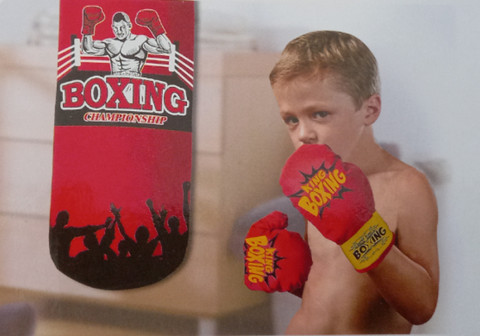 Sac de box cu manusi pentru copii, Boxing, 46x17,5cm [3]