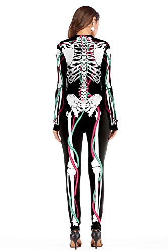 Salopeta Halloween, L, Elastica, Schelet cu Vene, Efect 3D si Realist, pentru Adulti [10]