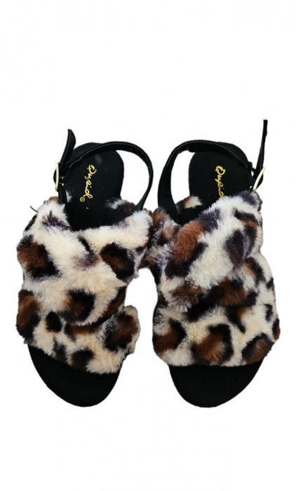 Sandale cu blana artificiala, Qupid, culoare multicolor leopard, marime 36,5 [2]