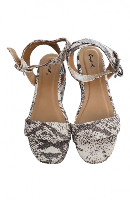 Sandale cu imprimeu tip piele de sarpe, multicolor, Qupid, marime 40 [2]