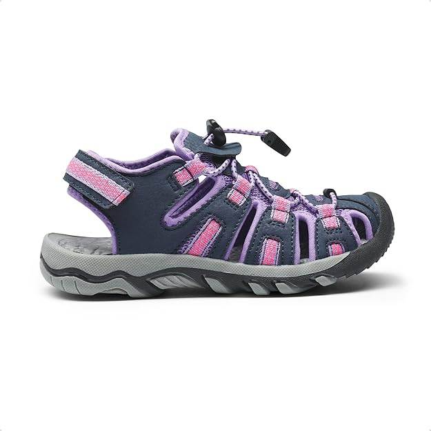 Sandale Sport DREAM PAIRS pentru Fete și Băieți, Mărimea 28, Gri Deschis/Violet, Talpă Antiderapantă, Uscare Rapidă, Vârf Protejat [2]