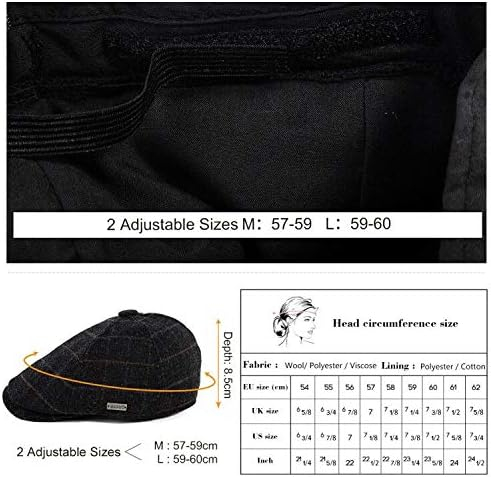 Șapcă de Iarnă din Lână pentru Bărbați, Comhats, Model Gatsby, Stil Duckbill, Căptușită, Mărime L (59–60 cm), Culoare Bleumarin (Navy) [5]