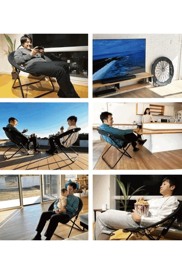 Scaun de camping pliabil rotund, Bungee Dish Chair, diametru 82 cm, negru [3]