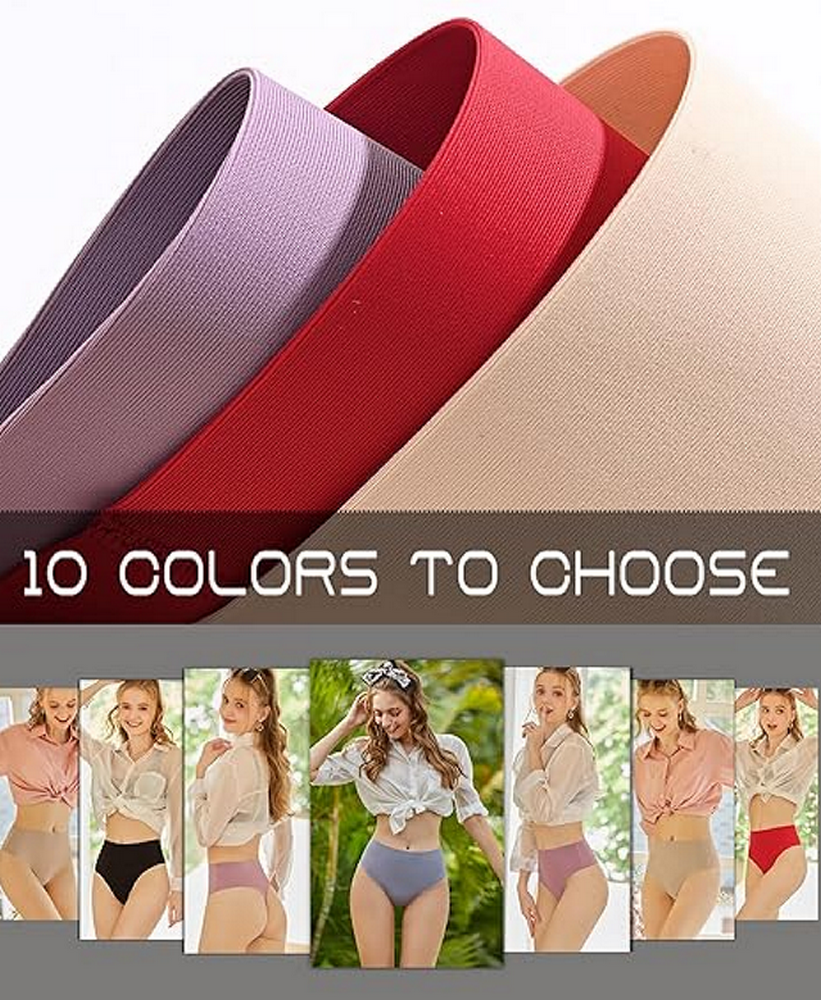 Set 10 Bucăți Tanga cu Talie Înaltă pentru Femei, Invizibile, Fără Cusături, Respirabile și Modelatoare, multicolor [2]