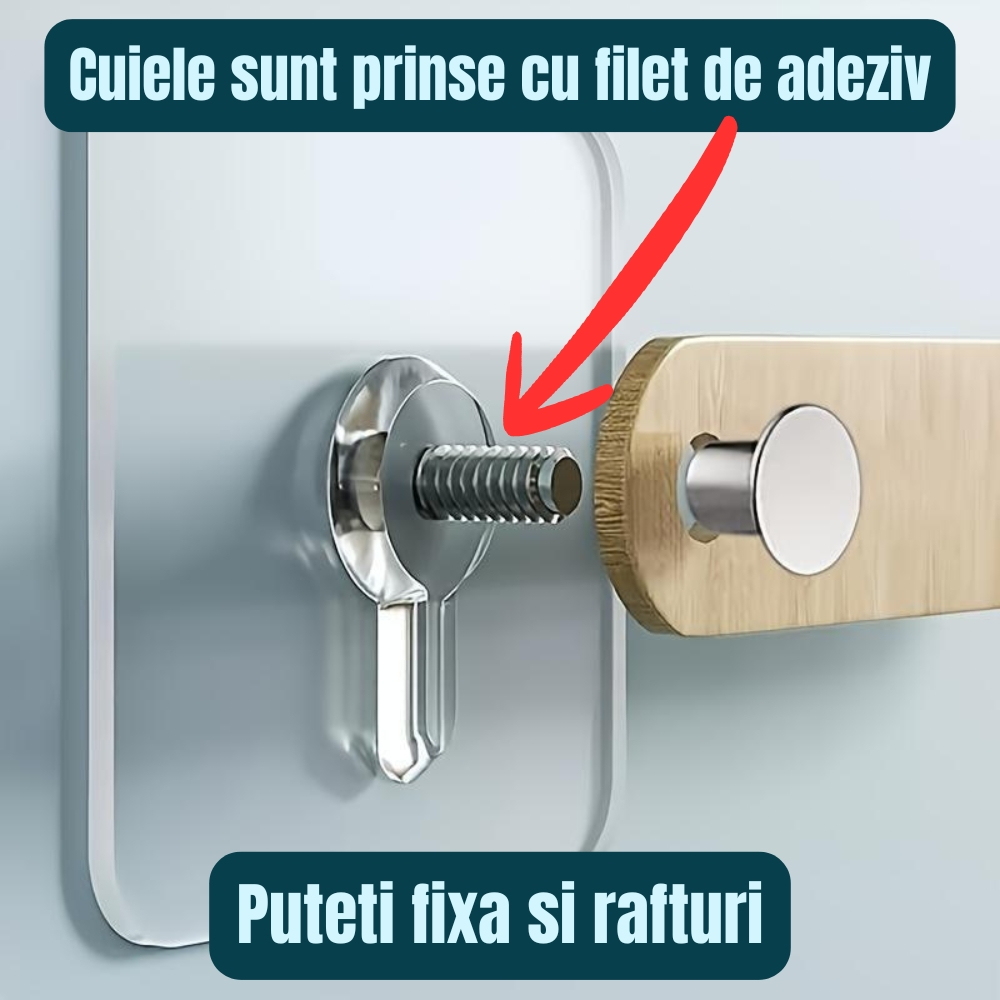 Set 10 Cuie cu Adeziv pentru fixare tablouri si rafturi, Fara gauri in pereti, 6x6 cm [2]