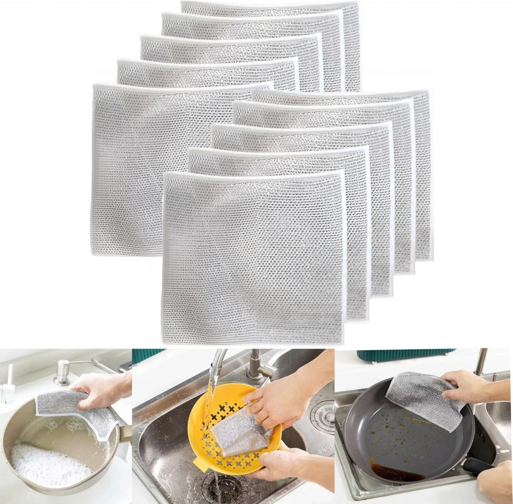 Set 10 Lavete Abrazive, 20x20 cm, Reutilizabile, Curata Grasimile cu usurinta [2]